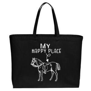 My Happy Place Horse Lover Horseback Riding Equestrian Gift Cotton Canvas Jumbo Tote