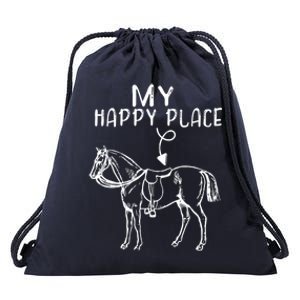 My Happy Place Horse Lover Horseback Riding Equestrian Gift Drawstring Bag