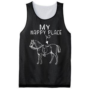 My Happy Place Horse Lover Horseback Riding Equestrian Gifts Mesh Reversible Basketball Jersey Tank