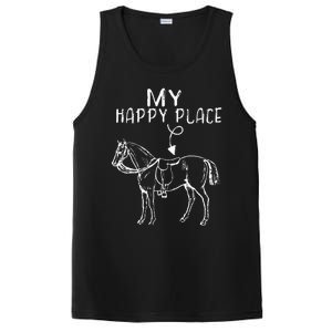 My Happy Place Horse Lover Horseback Riding Equestrian Gifts PosiCharge Competitor Tank