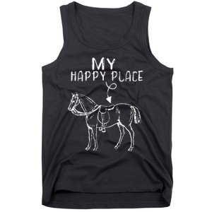 My Happy Place Horse Lover Horseback Riding Equestrian Gifts Tank Top