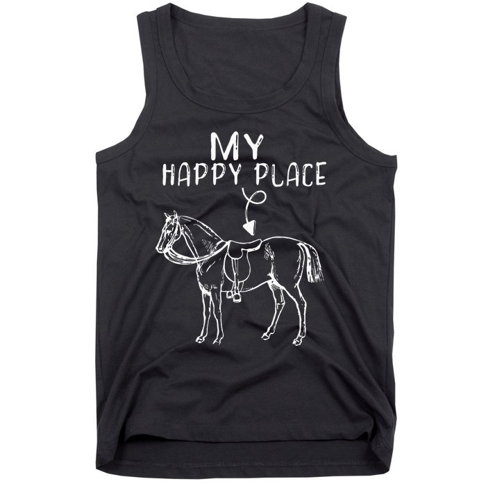 My Happy Place Horse Lover Horseback Riding Equestrian Gifts Tank Top