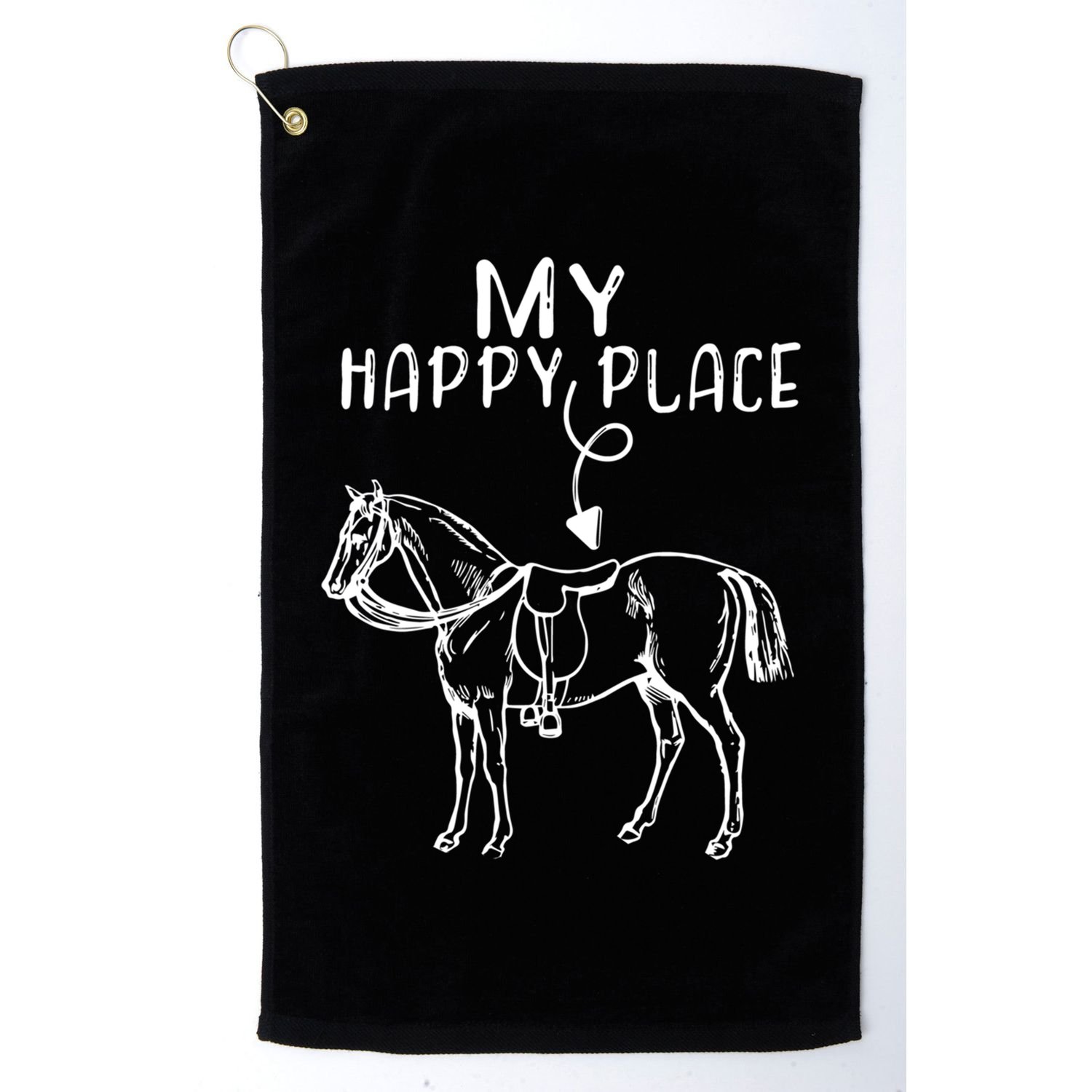 My Happy Place Horse Lover Horseback Riding Equestrian Gift Golf Towel