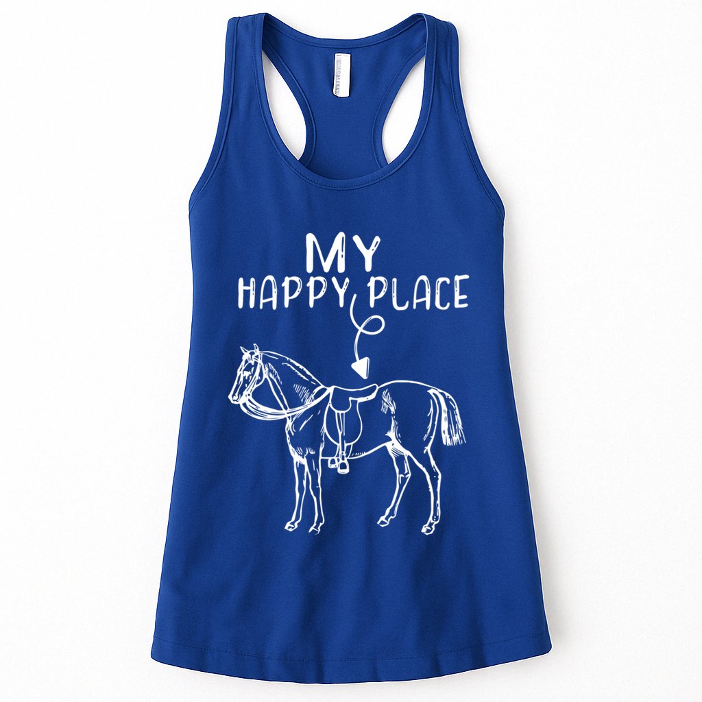 My Happy Place Horse Lover Horseback Riding Equestrian Gift Womens Tank Top