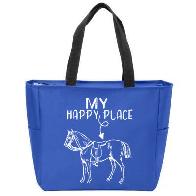 My Happy Place Horse Lover Horseback Riding Equestrian Gift Zip Tote Bag