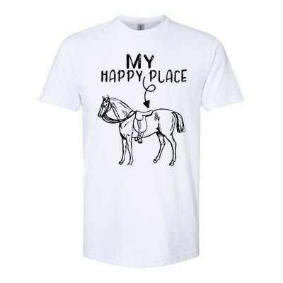 My Happy Place Horse Lover Horseback Riding Equestrian Gift Softstyle® CVC T-Shirt