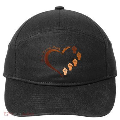 Melanin Heart Power Fist Black History Month BLM African 7-Panel Snapback Hat