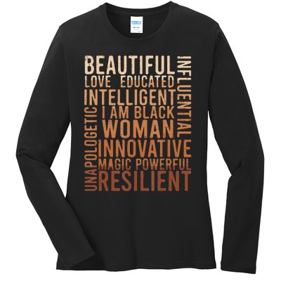 Melanin Heart Power Fist Black History Month BLM Melanin Ladies Long Sleeve Shirt