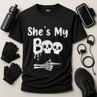 Matching Halloween Pajama Couples She’S My Boo Skull Face Performance Shirt