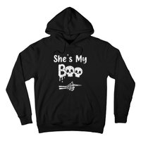 Matching Halloween Pajama Couples She’S My Boo Skull Face Hoodie