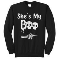 Matching Halloween Pajama Couples She’S My Boo Skull Face Sweatshirt