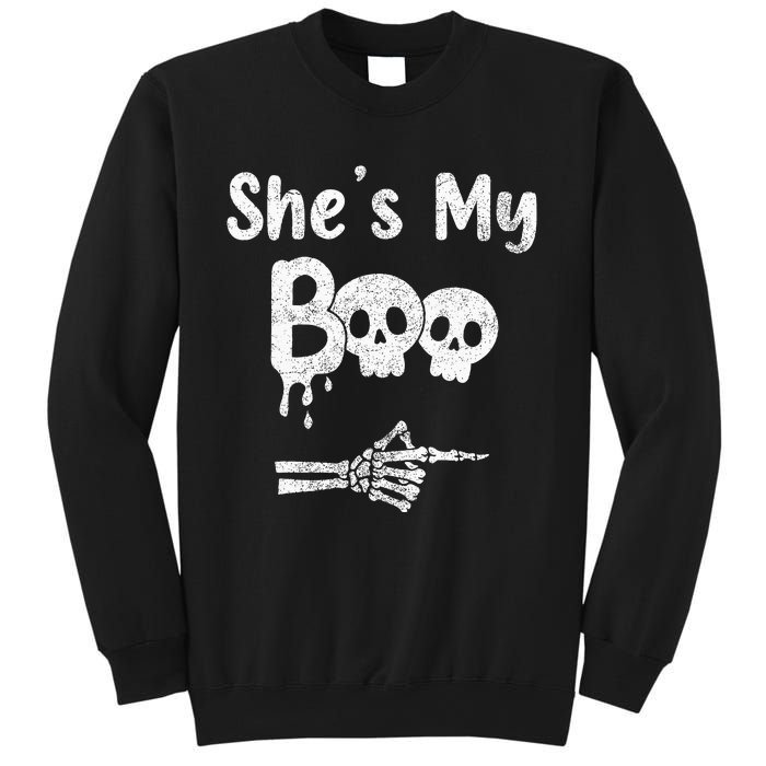 Matching Halloween Pajama Couples She’S My Boo Skull Face Sweatshirt