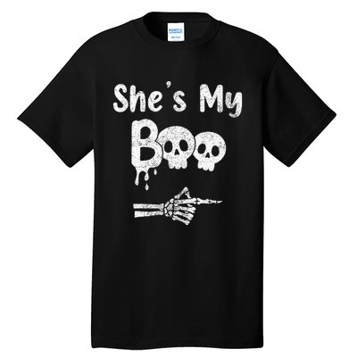 Matching Halloween Pajama Couples She’S My Boo Skull Face Tall T-Shirt