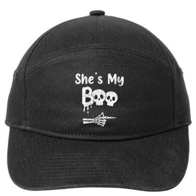 Matching Halloween Pajama Couples She’S My Boo Skull Face 7-Panel Snapback Hat