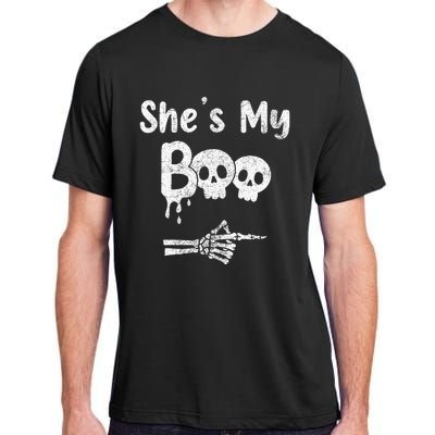 Matching Halloween Pajama Couples She’S My Boo Skull Face Adult ChromaSoft Performance T-Shirt