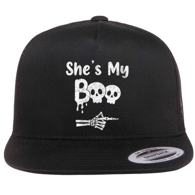 Matching Halloween Pajama Couples She’S My Boo Skull Face Flatbill Hat