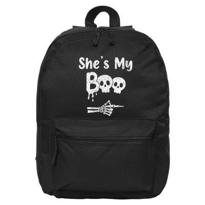 Matching Halloween Pajama Couples She’S My Boo Skull Face 16 in Basic Backpack