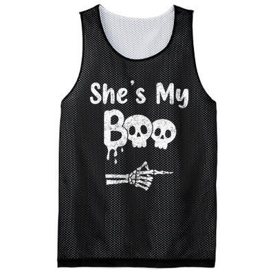 Matching Halloween Pajama Couples She’S My Boo Skull Face Mesh Reversible Basketball Jersey Tank