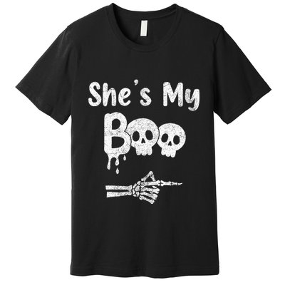 Matching Halloween Pajama Couples She’S My Boo Skull Face Premium T-Shirt