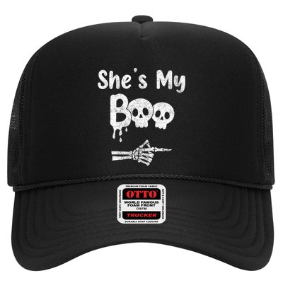 Matching Halloween Pajama Couples She’S My Boo Skull Face Trucker Hat