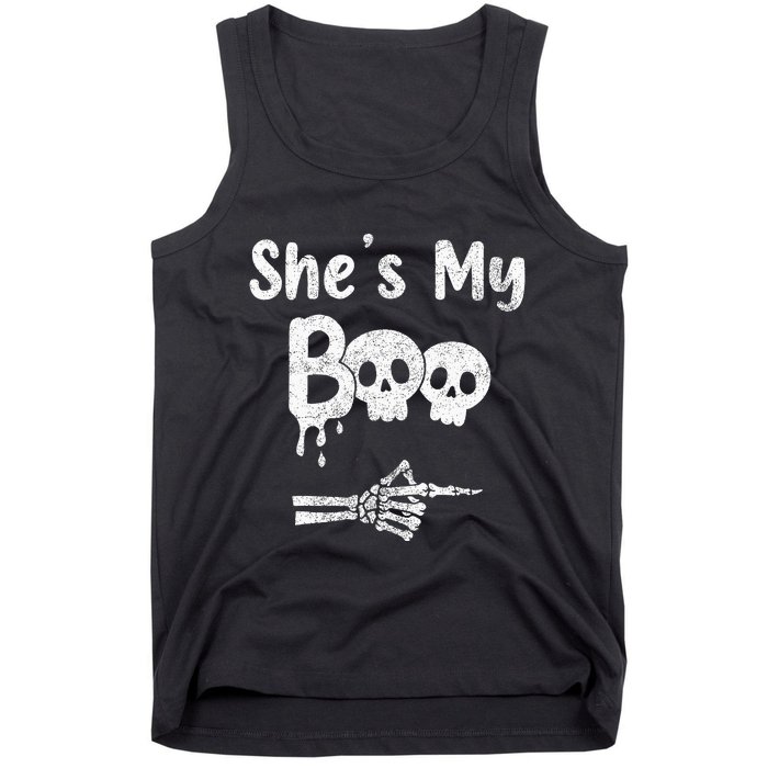 Matching Halloween Pajama Couples She’S My Boo Skull Face Tank Top