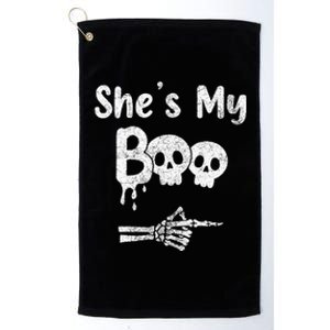 Matching Halloween Pajama Couples She’S My Boo Skull Face Platinum Collection Golf Towel