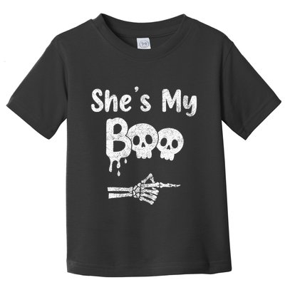 Matching Halloween Pajama Couples She’S My Boo Skull Face Toddler T-Shirt