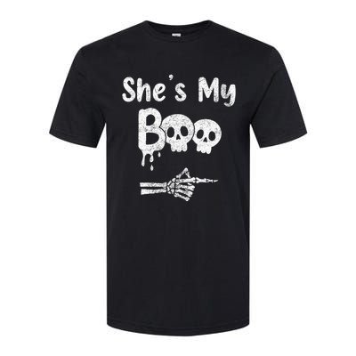 Matching Halloween Pajama Couples She’S My Boo Skull Face Softstyle CVC T-Shirt