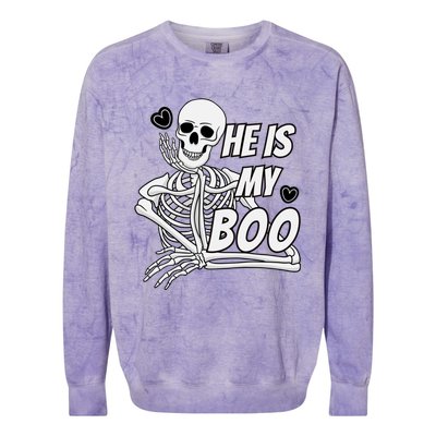 Matching Halloween Pajama Couples HeS My Boo Skull Gift Colorblast Crewneck Sweatshirt