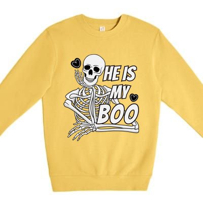 Matching Halloween Pajama Couples HeS My Boo Skull Gift Premium Crewneck Sweatshirt