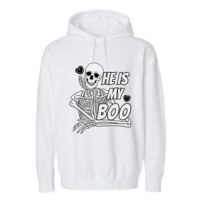 Matching Halloween Pajama Couples HeS My Boo Skull Gift Garment-Dyed Fleece Hoodie