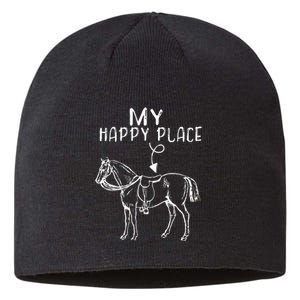 My Happy Place Horse Lover Horseback Riding Equestrian Gifts Sustainable Beanie