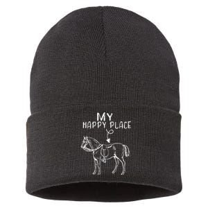 My Happy Place Horse Lover Horseback Riding Equestrian Gifts Sustainable Knit Beanie