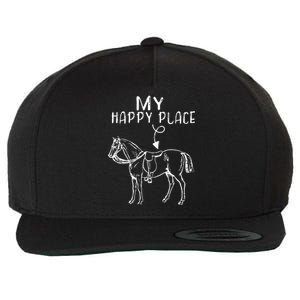 My Happy Place Horse Lover Horseback Riding Equestrian Gifts Wool Snapback Cap