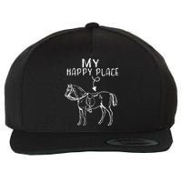 My Happy Place Horse Lover Horseback Riding Equestrian Gifts Wool Snapback Cap