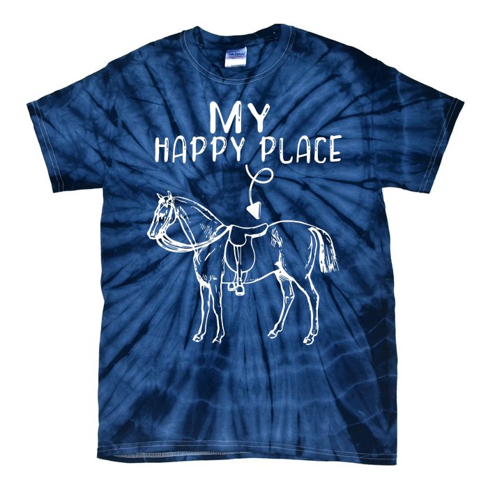 My Happy Place Horse Lover Horseback Riding Equestrian Tie-Dye T-Shirt