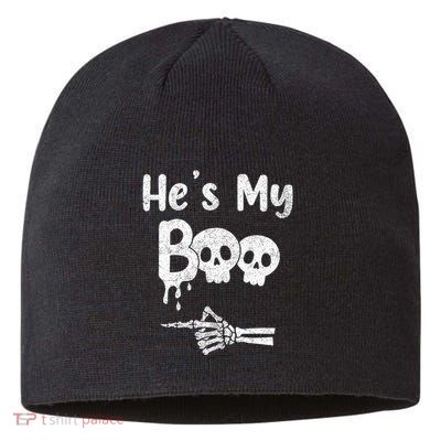 Matching Halloween Pajama Couples Hes My Boo Skull Face Sustainable Beanie