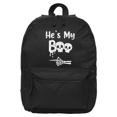 Matching Halloween Pajama Couples Hes My Boo Skull Face 16 in Basic Backpack