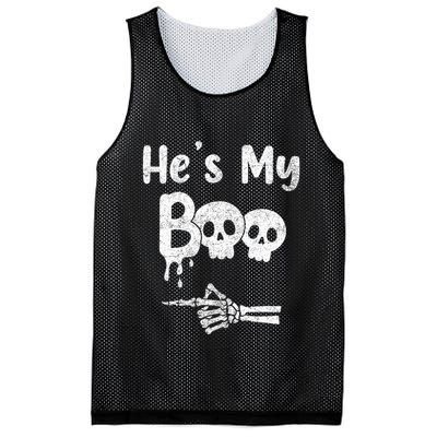 Matching Halloween Pajama Couples Hes My Boo Skull Face Mesh Reversible Basketball Jersey Tank