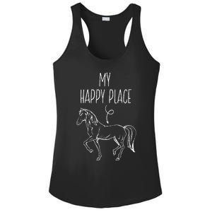 My Happy Place Horse Lover Gifts Horseback Riding Equestrian Ladies PosiCharge Competitor Racerback Tank