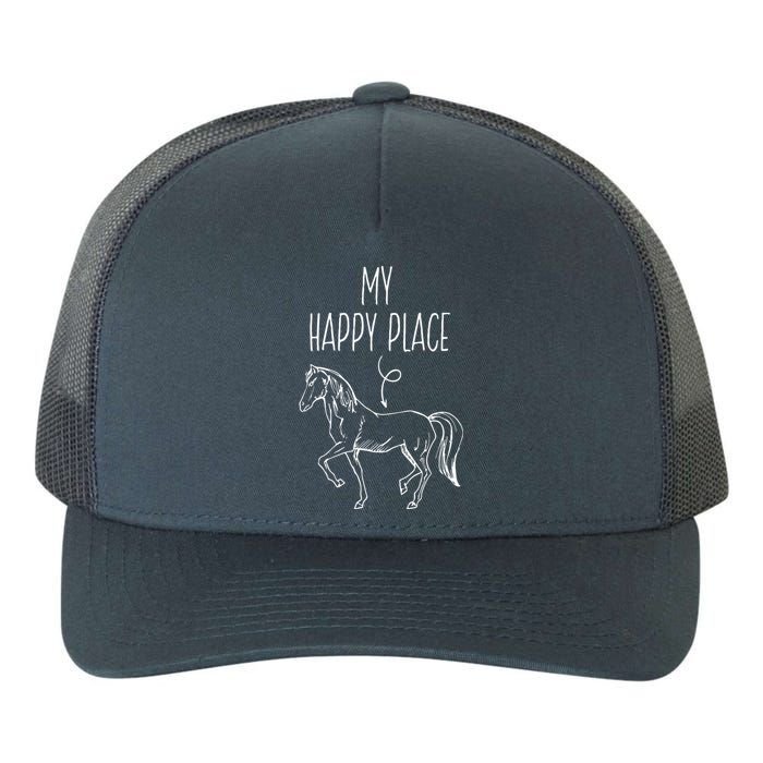 My Happy Place Horse Lover Gifts Horseback Riding Equestrian Yupoong Adult 5-Panel Trucker Hat