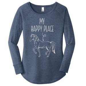 My Happy Place Horse Lover Gifts Horseback Riding Equestrian Women's Perfect Tri Tunic Long Sleeve Shirt