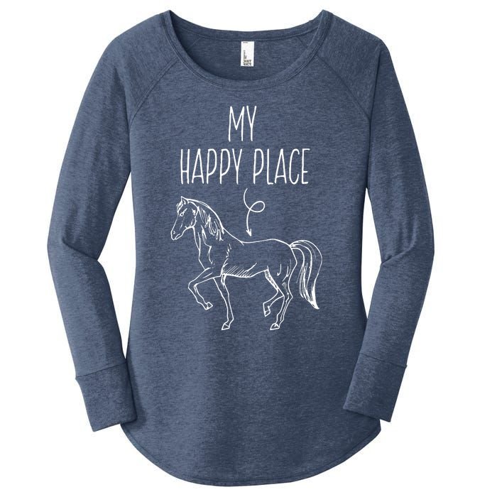 My Happy Place Horse Lover Gifts Horseback Riding Equestrian Women's Perfect Tri Tunic Long Sleeve Shirt