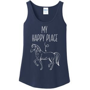 My Happy Place Horse Lover Gifts Horseback Riding Equestrian Ladies Essential Tank