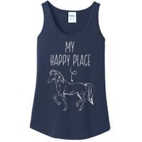 My Happy Place Horse Lover Gifts Horseback Riding Equestrian Ladies Essential Tank