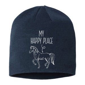 My Happy Place Horse Lover Gifts Horseback Riding Equestrian Sustainable Beanie