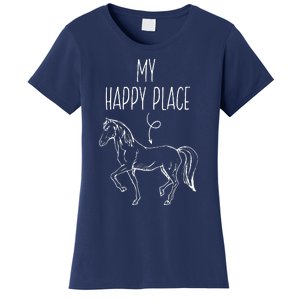 My Happy Place Horse Lover Gifts Horseback Riding Equestrian Women's T-Shirt