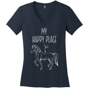 My Happy Place Horse Lover Gifts Horseback Riding Equestrian Women's V-Neck T-Shirt