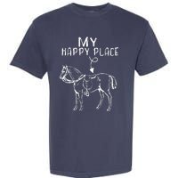 My Happy Place Horse Lover Horseback Riding Equestrian Garment-Dyed Heavyweight T-Shirt