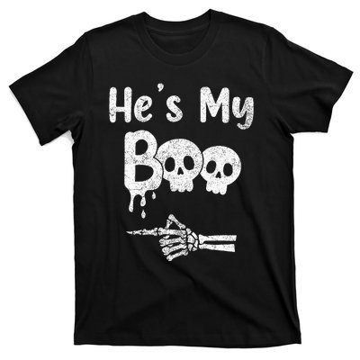 Matching Halloween Pajama Couples HeS My Boo Skull Face T-Shirt